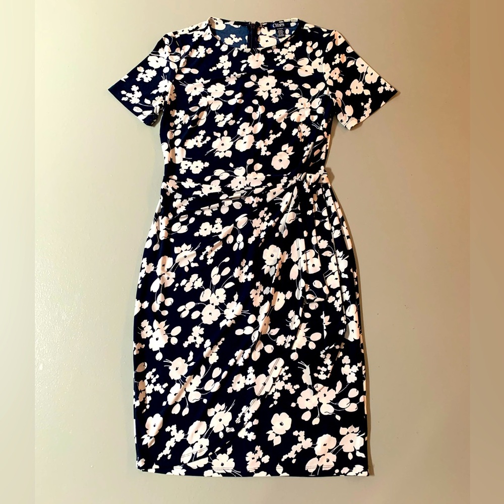 Chaps Navy Floral Midi Dress